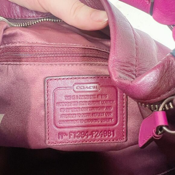 Coach Park Quilted Color Block Hobo Bag Maroon Pink Navy Blue Leather Bag - Picture 6 of 11